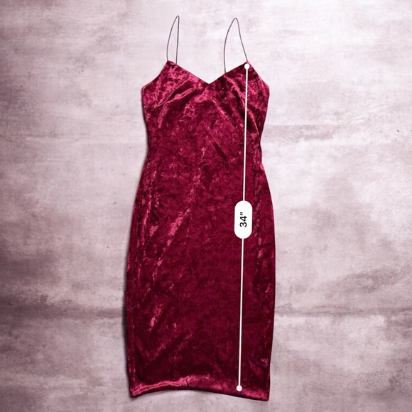 The Vintage Shop Velvet Burgundy Midi Dress - Picture 4 of 4